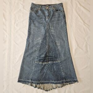 Vintage Y2K Miss Bisou Denim Maxi Skirt High Low Size 5 (Juniors)
